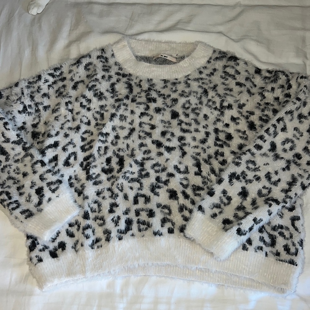 mi ami black and white cheetah print sweater